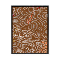 Majardi Jukurrpa (Hairstring Belt/Skirt or Tassel Dreaming) – Mina Mina No.2 | Framed Canvas Print