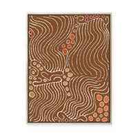 Majardi Jukurrpa (Hairstring Belt/Skirt or Tassel Dreaming) – Mina Mina No.2 | Framed Canvas Print