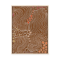 Majardi Jukurrpa (Hairstring Belt/Skirt or Tassel Dreaming) – Mina Mina No.2 | Framed Canvas Print