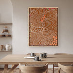 Majardi Jukurrpa (Hairstring Belt/Skirt or Tassel Dreaming) – Mina Mina No.2 | Framed Canvas Print