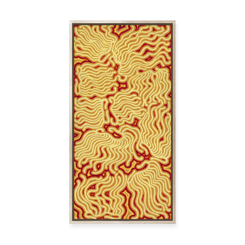 Majardi Jukurrpa (Hairstring Belt/Skirt or Tassel Dreaming) – Mina Mina No.3 | Framed Canvas Print