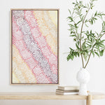 Majardi Jukurrpa (Hairstring Belt/Skirt or Tassel Dreaming) – Mina Mina No.4 | Framed Canvas Print