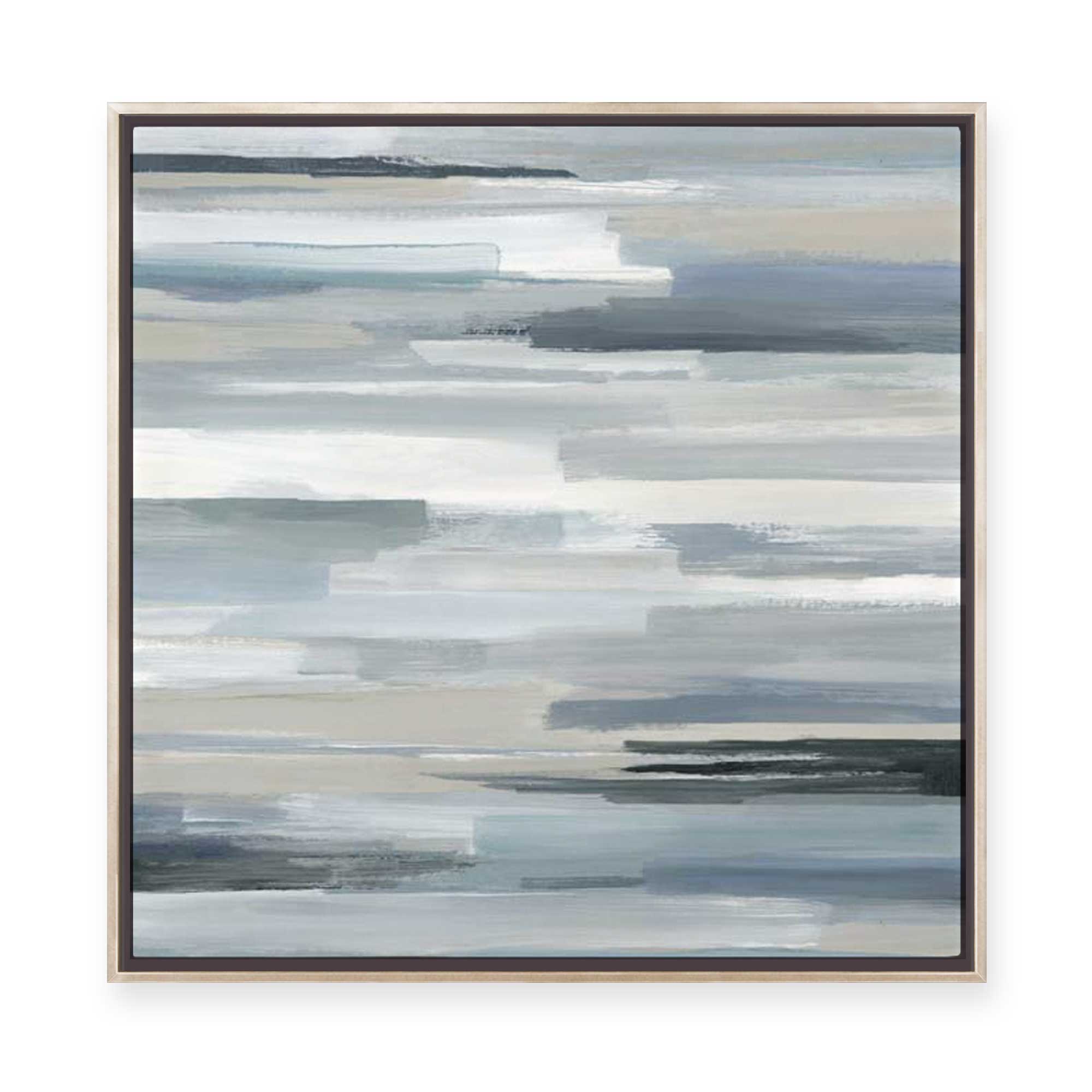 Misty Horizons in Quiet Grays | Framed Canvas