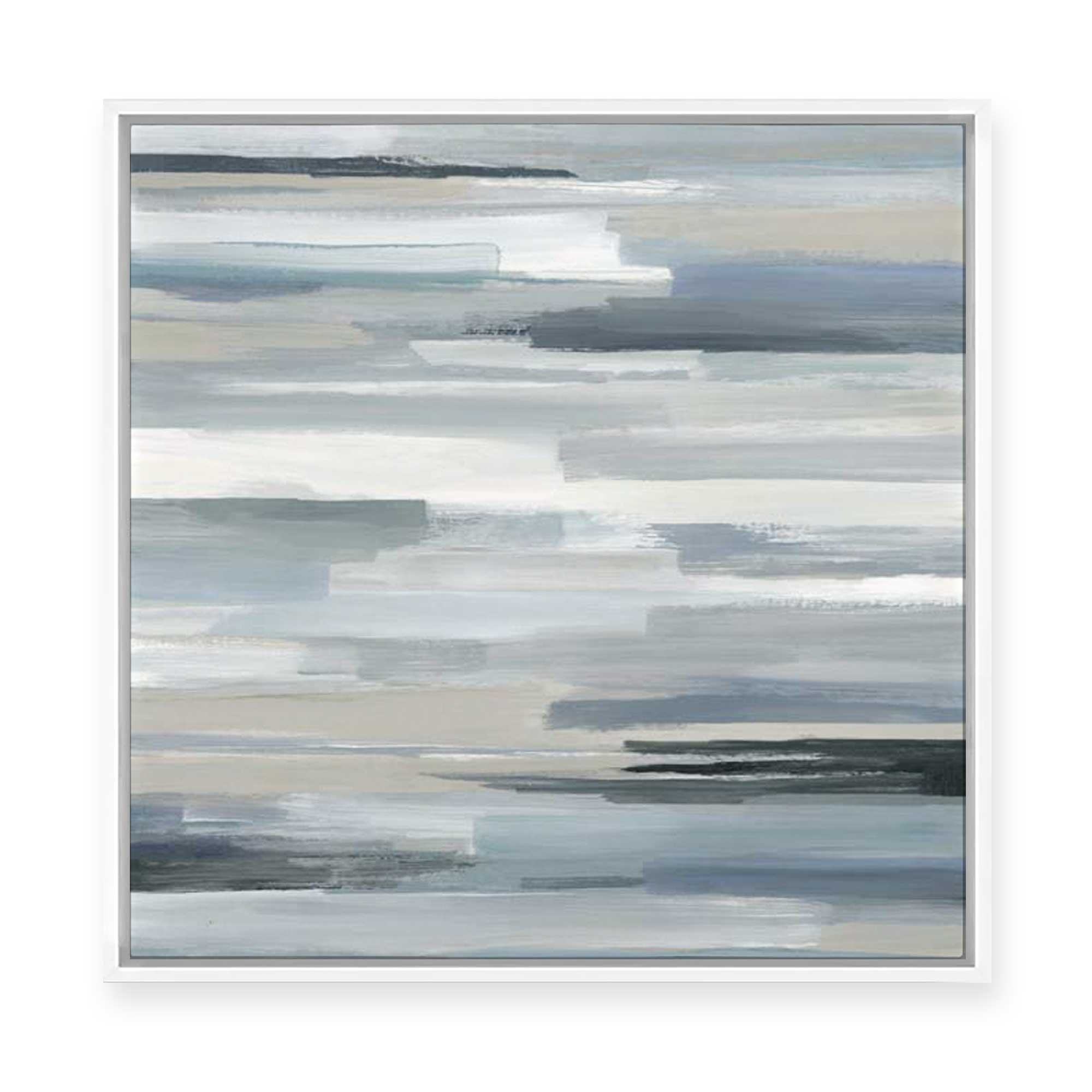 Misty Horizons in Quiet Grays | Framed Canvas