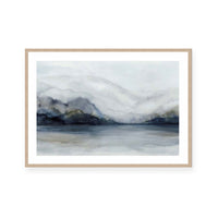 Misty Mountains Over Calm Water