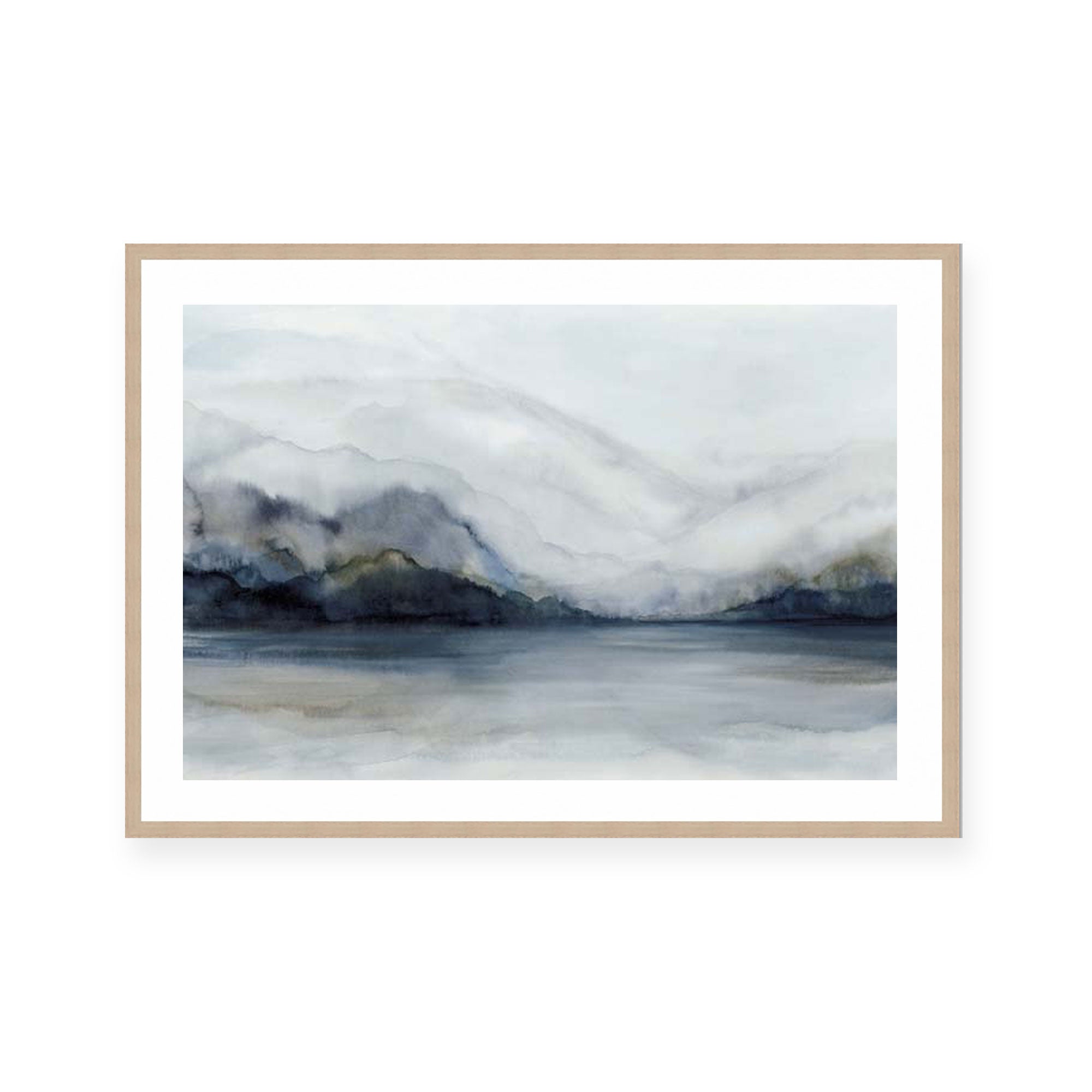 Misty Mountains Over Calm Water