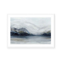 Misty Mountains Over Calm Water