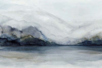 Misty Mountains Over Calm Water
