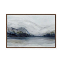 Misty Mountains Over Calm Water | Framed Canvas