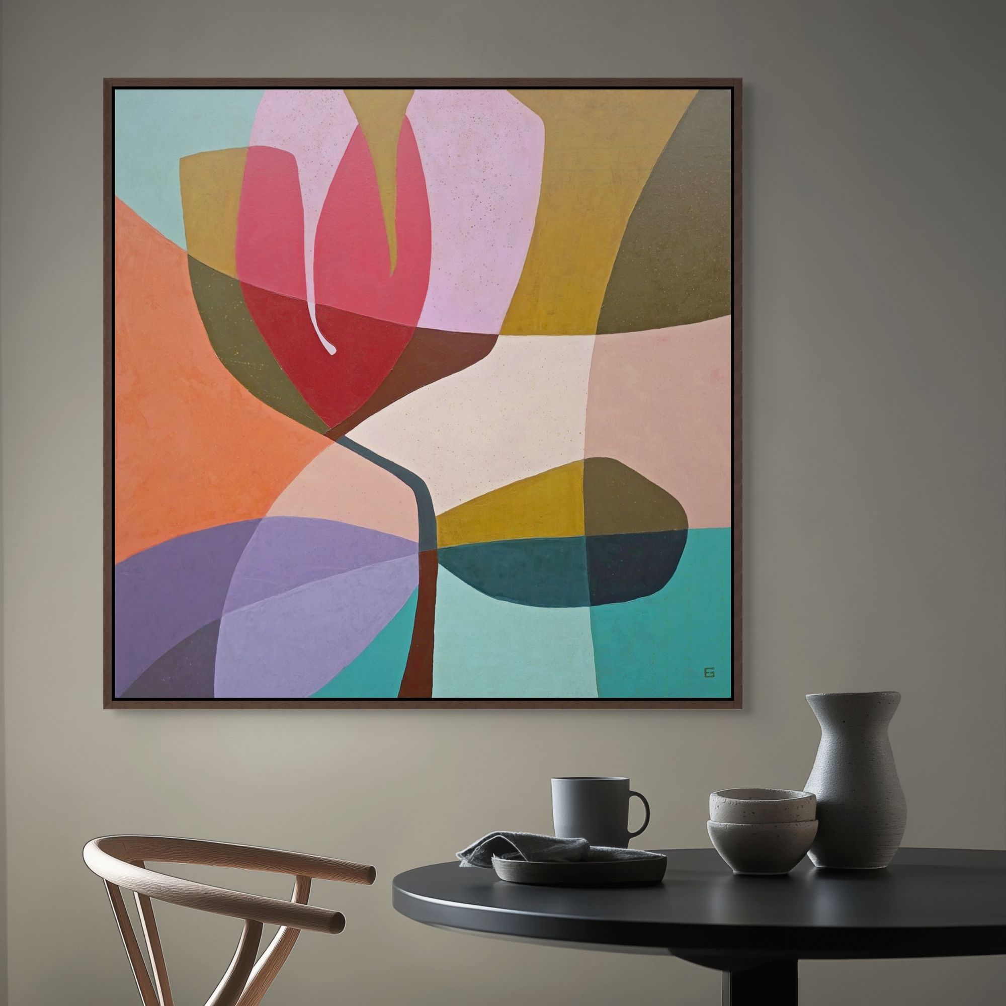 Modern Abstract Flower | Framed Canvas
