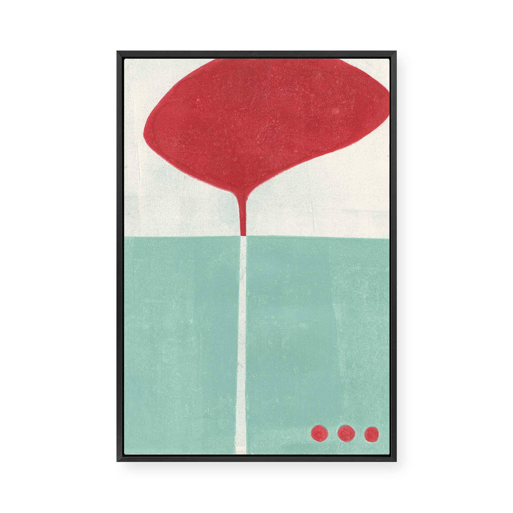 Modern Red Teal Shape | Framed Canvas