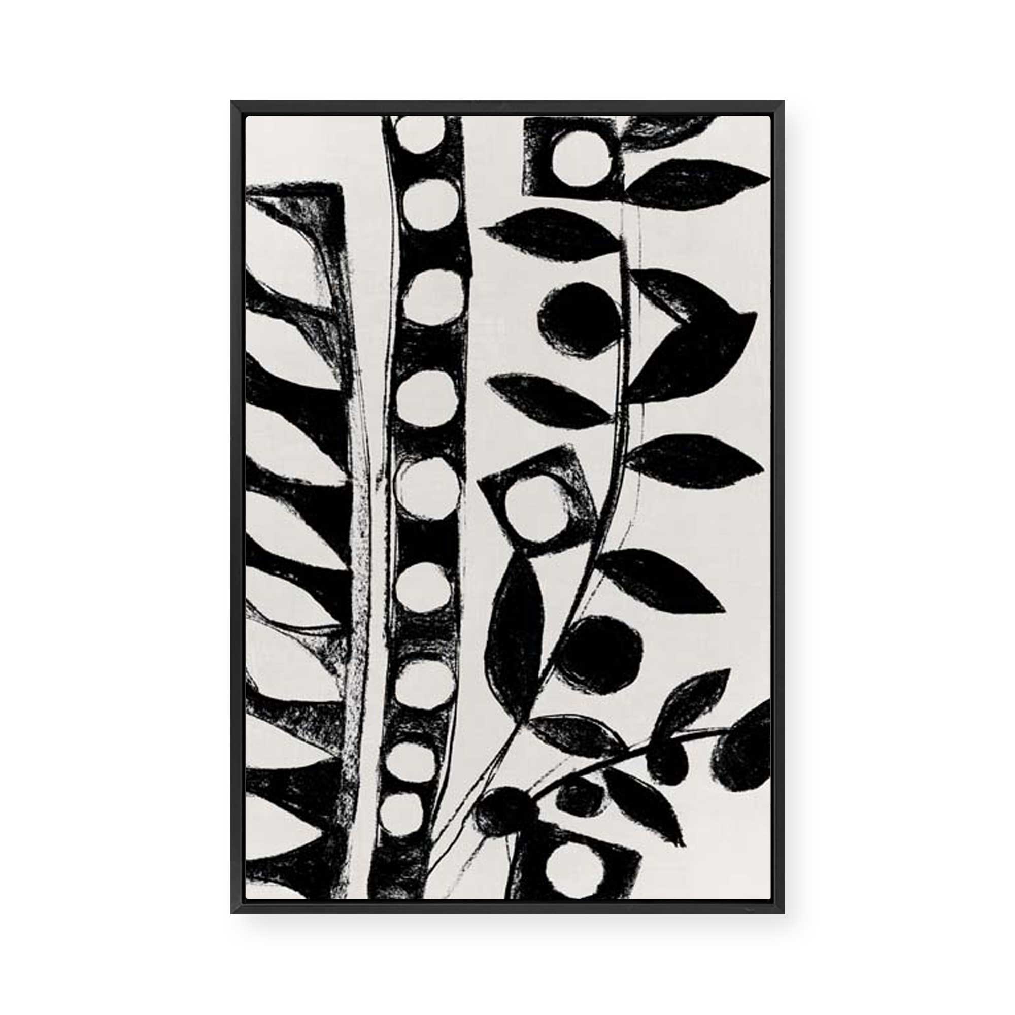 Monochrome Botanical Patterns II | Framed Canvas
