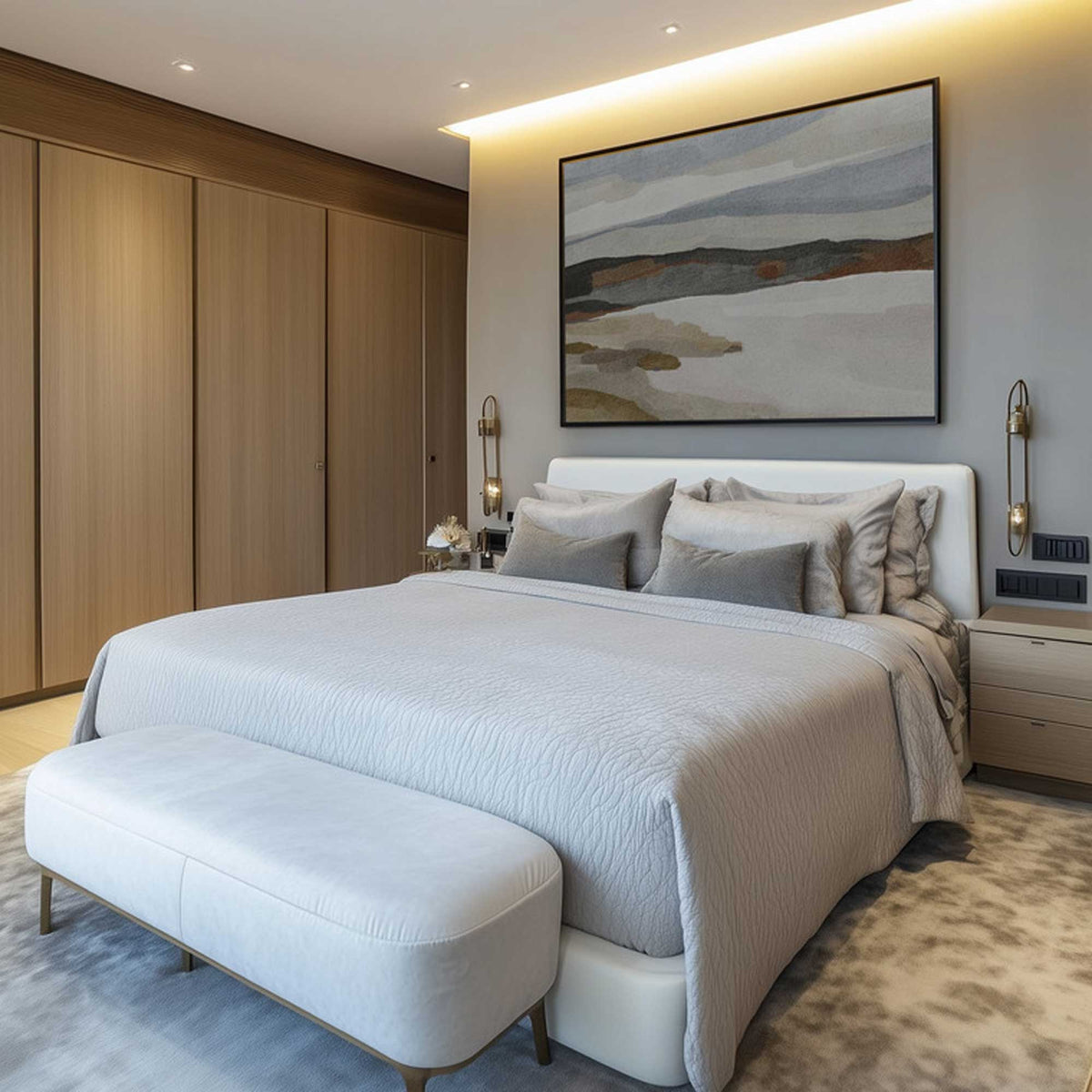 Monochrome Abstract Landscape | Framed Canvas