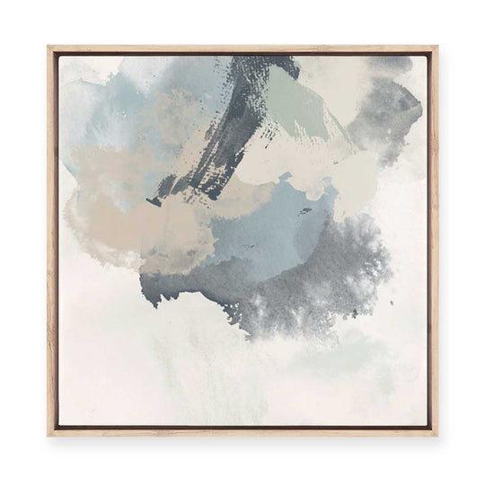 Muted Brushstrokes in Blue I | Framed Canvas