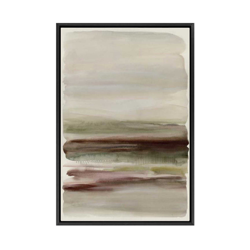 Muted Fields Under Misty Skies | Framed Canvas