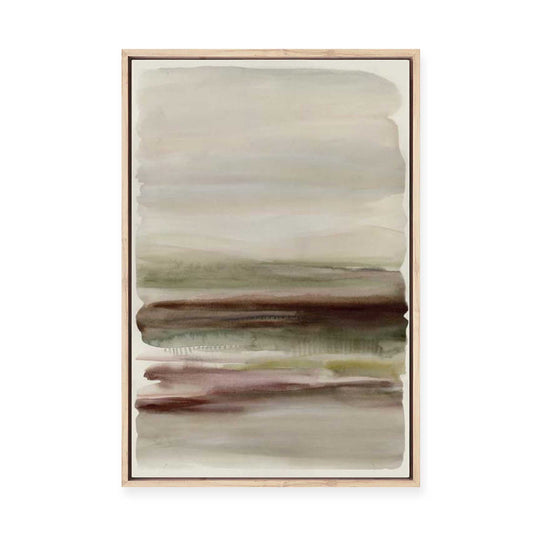 Muted Fields Under Misty Skies | Framed Canvas