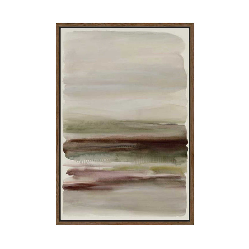 Muted Fields Under Misty Skies | Framed Canvas