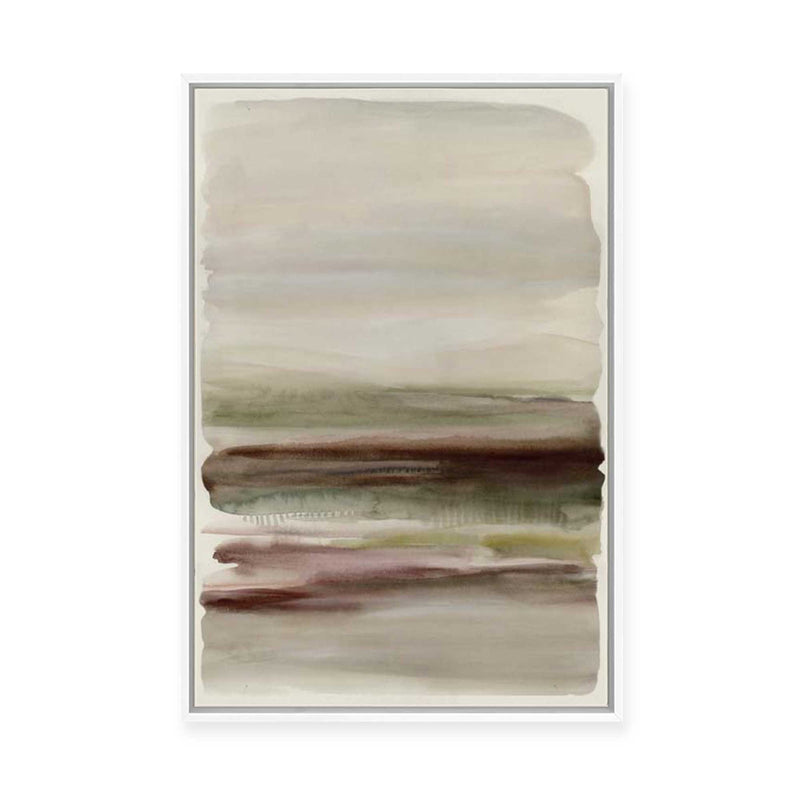 Muted Fields Under Misty Skies | Framed Canvas