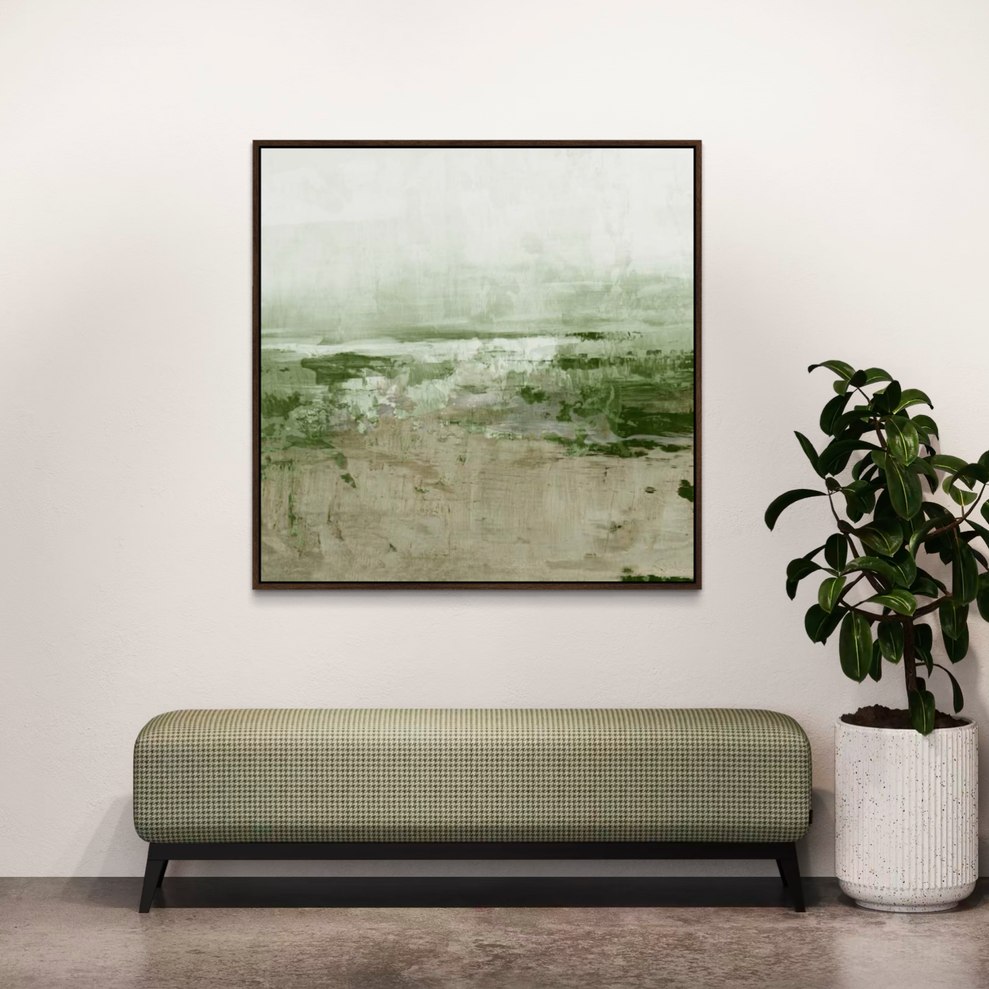 Muted Landscape in Green | Framed Canvas