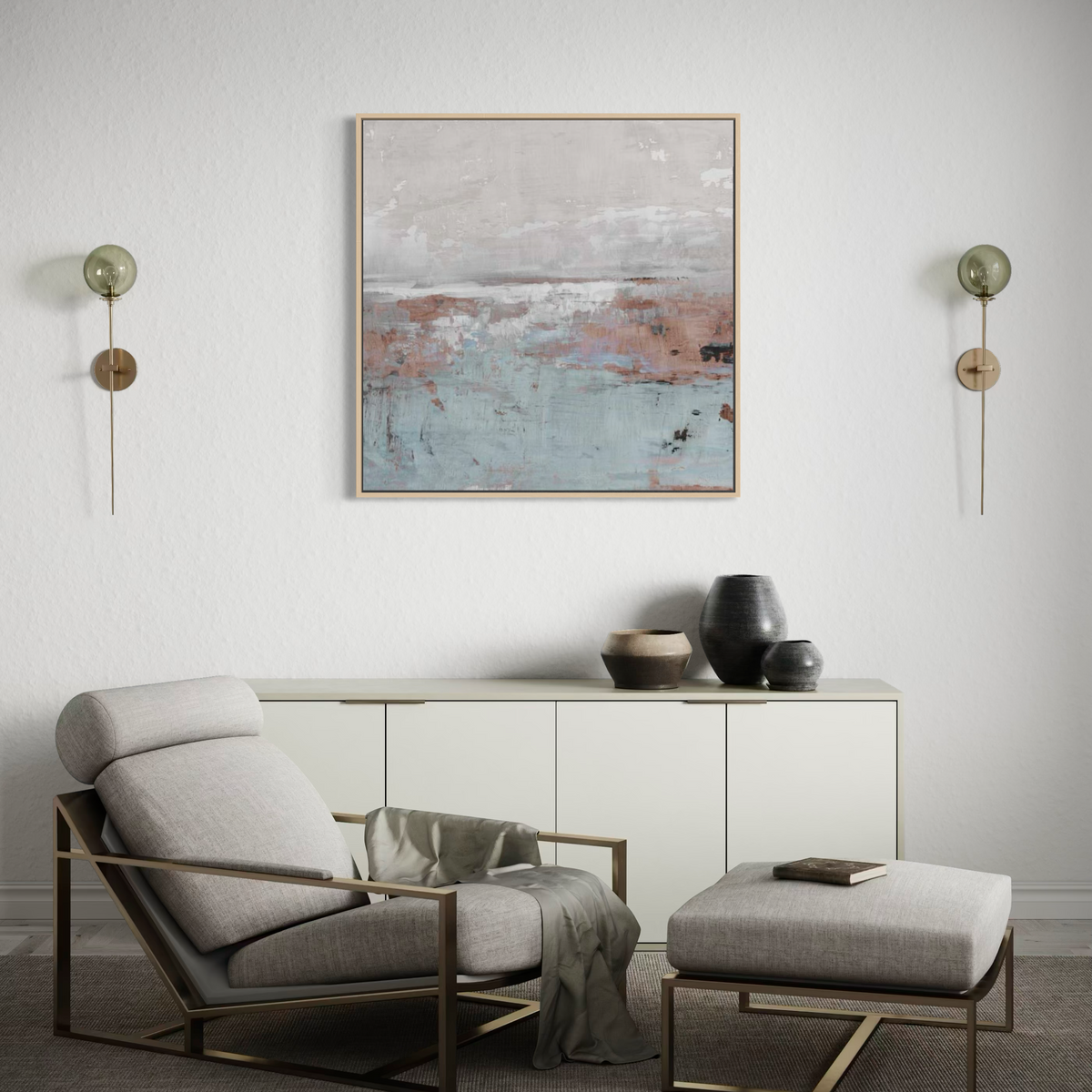 Muted Landscape in Pink | Framed Canvas