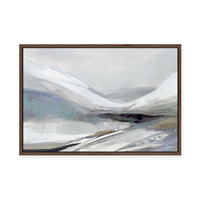 Muted Mountains Under Misty Sky | Framed Canvas