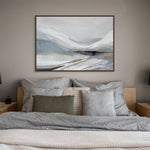 Muted Mountains Under Misty Sky | Framed Canvas