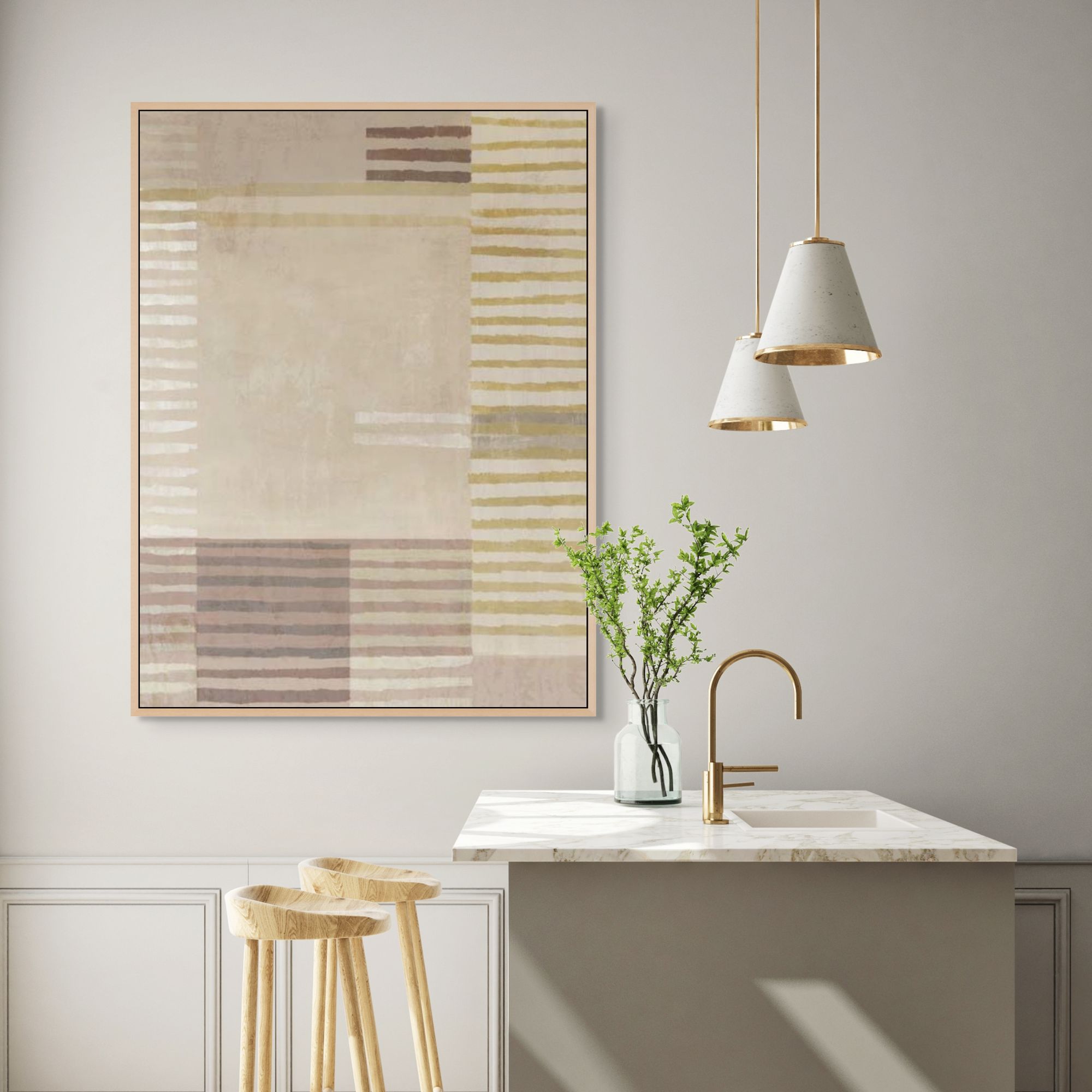 Muted Patterns in Balance Harmony | Framed Canvas