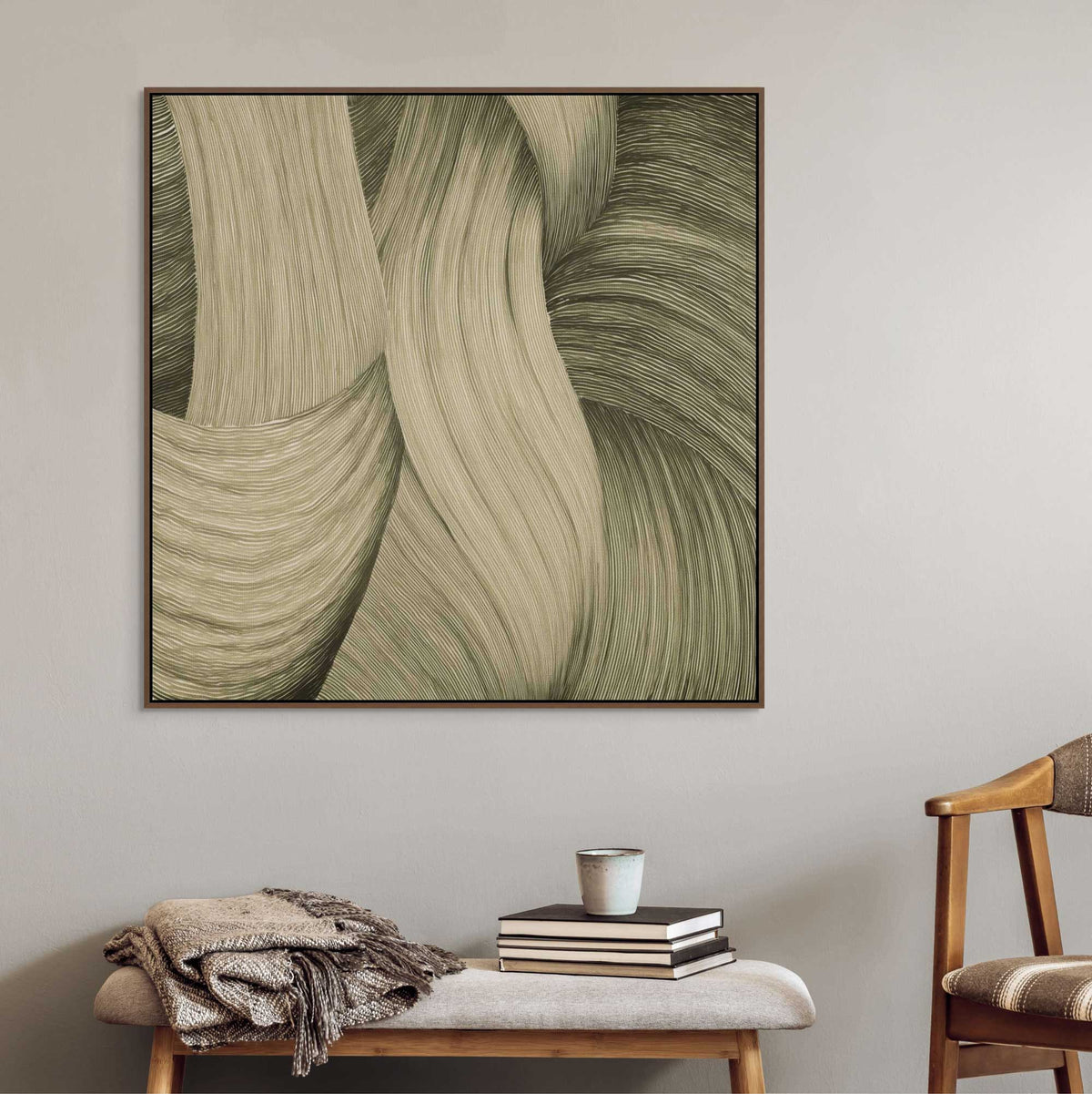 Olive Pigment | Square | Framed Canvas