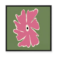 Pink and Green Bold Flower | Framed Canvas