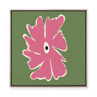 Pink and Green Bold Flower | Framed Canvas
