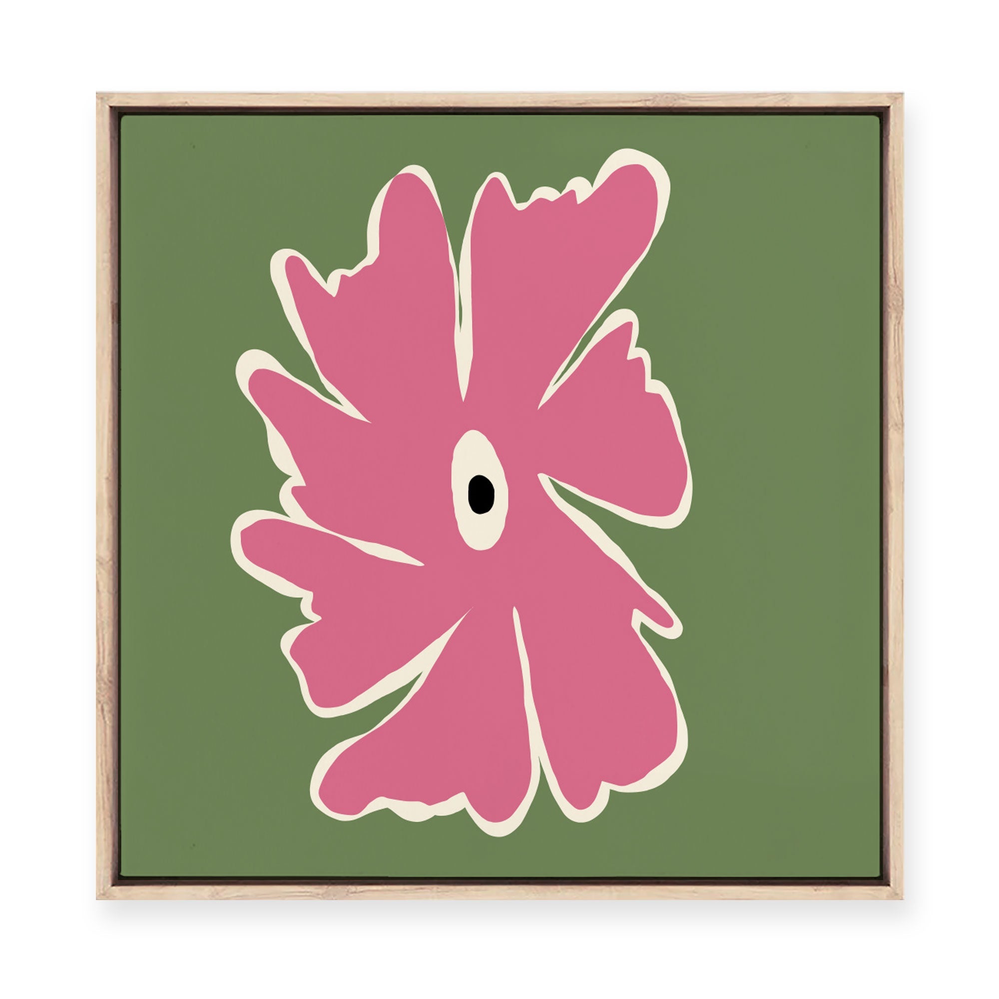 Pink and Green Bold Flower | Framed Canvas