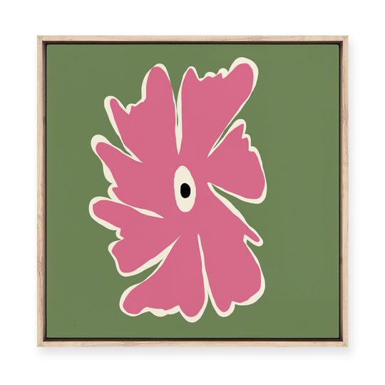 Pink and Green Bold Flower | Framed Canvas