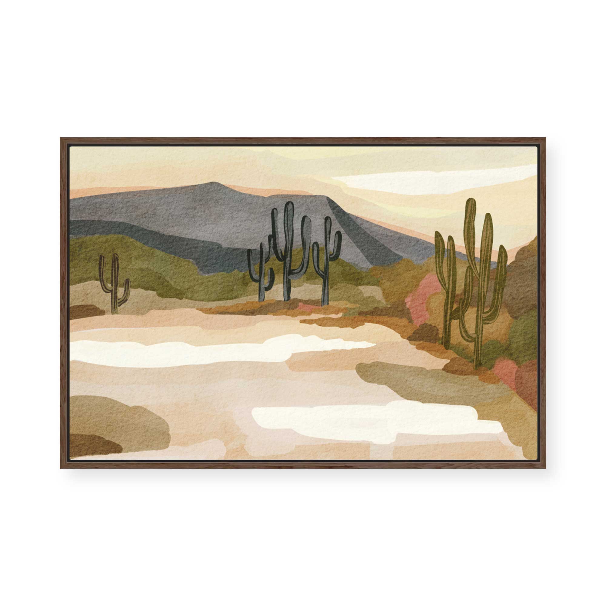 Rocky Hill Cactus | Framed Canvas