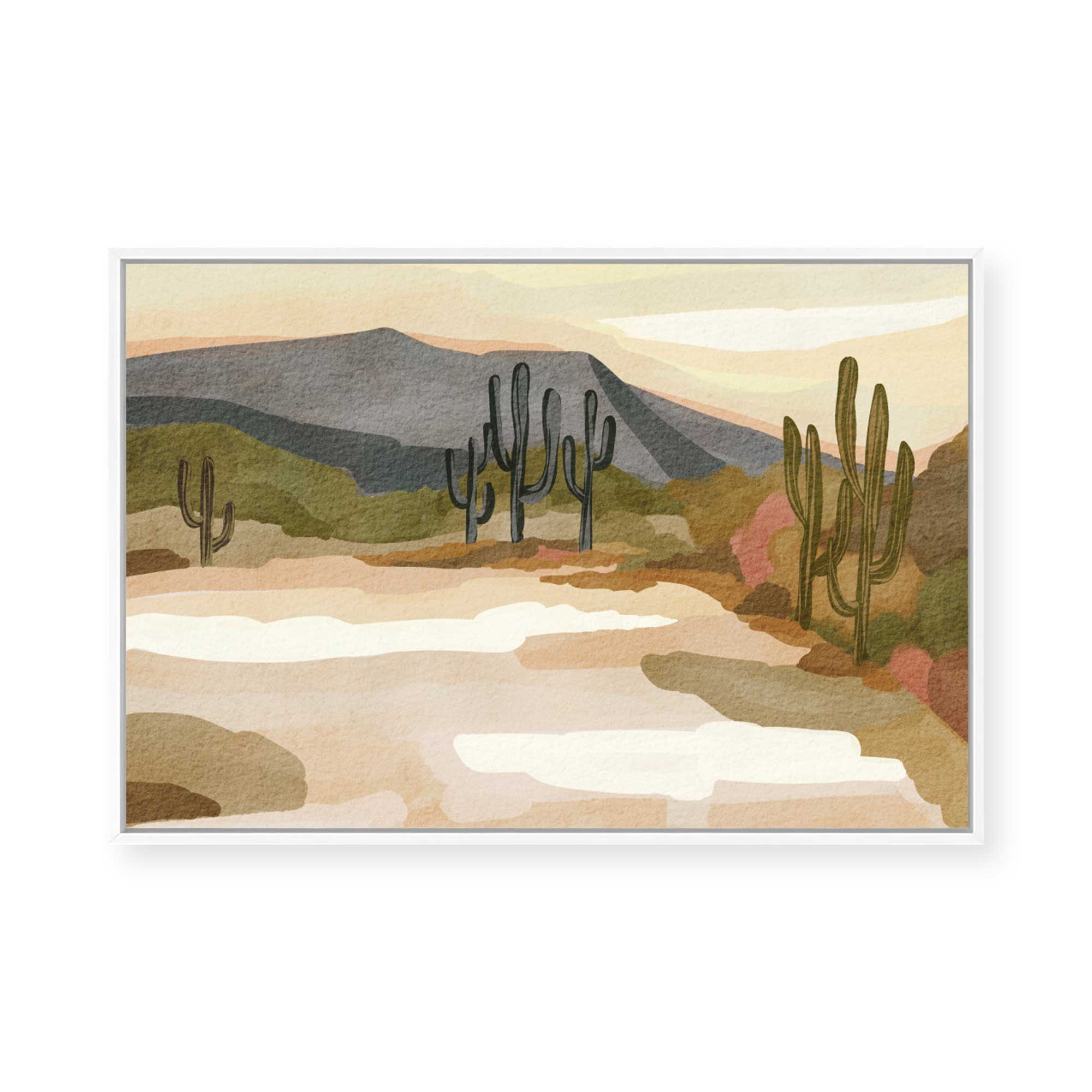 Rocky Hill Cactus | Framed Canvas