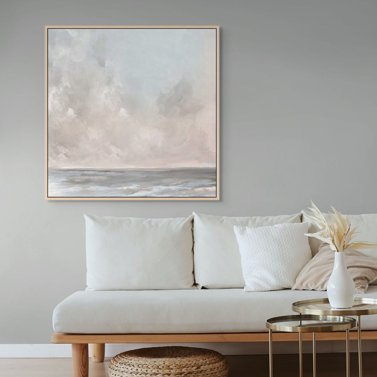 Serene Sea Under Gentle Skies | Framed Canvas