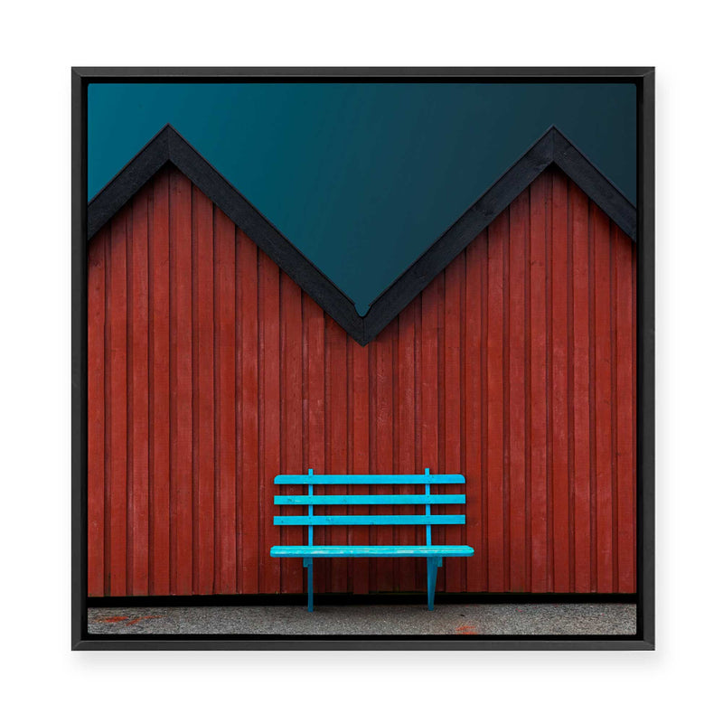 Simple Architecture | Blue and Blush | Framed Canvas