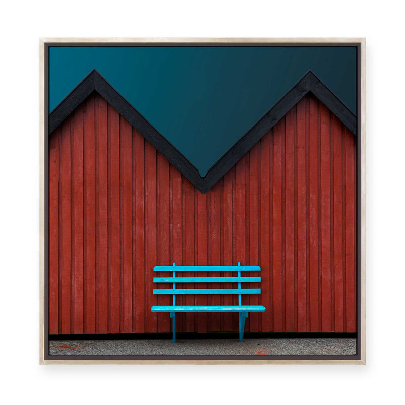 Simple Architecture | Blue and Blush | Framed Canvas