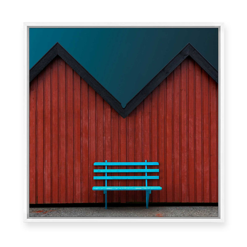 Simple Architecture | Blue and Blush | Framed Canvas