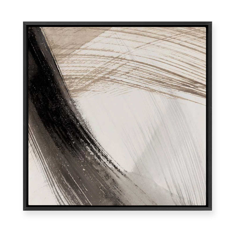 Soft Lines Crossing Dark Depths | Framed Canvas