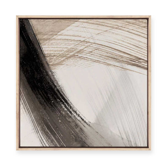 Soft Lines Crossing Dark Depths | Framed Canvas