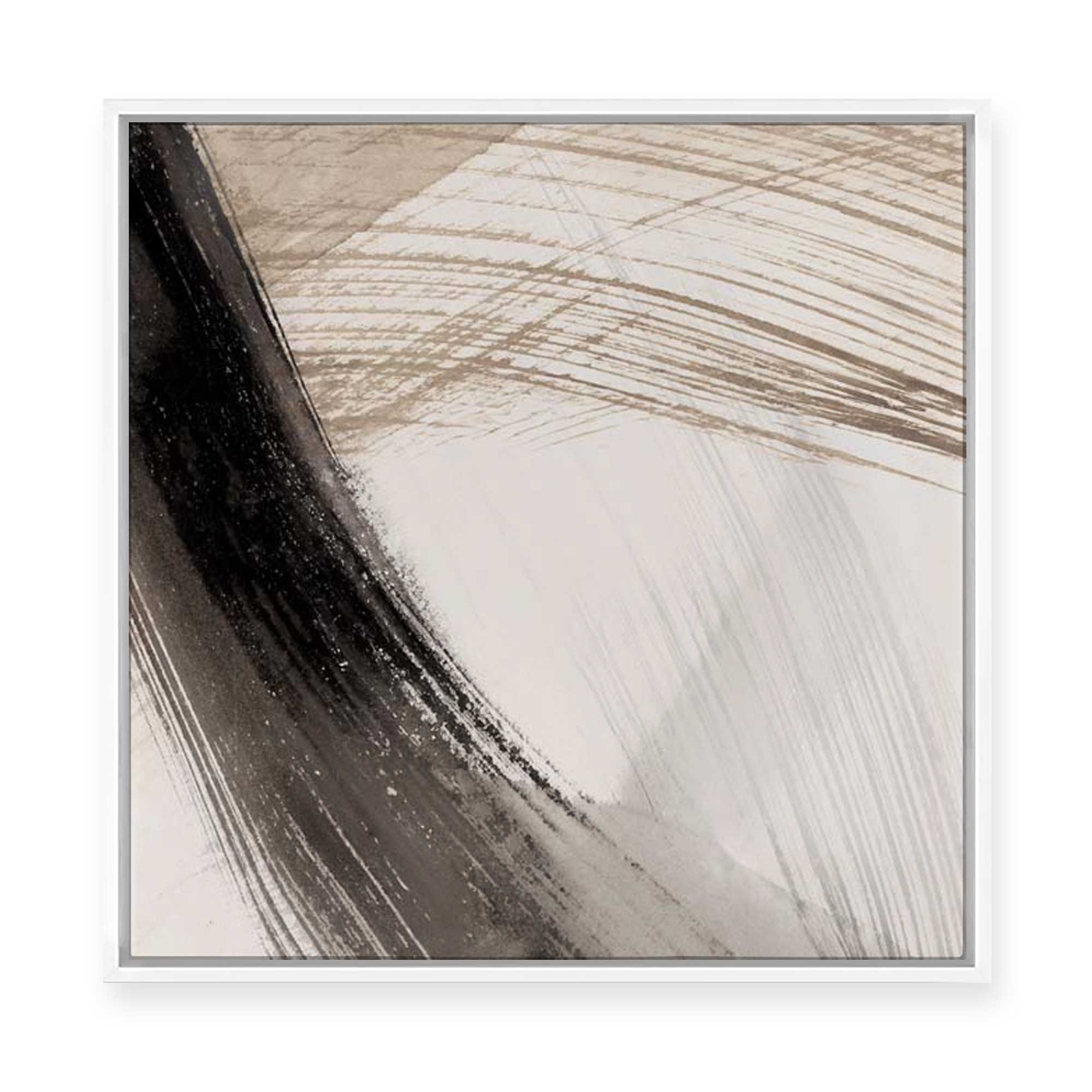 Soft Lines Crossing Dark Depths | Framed Canvas