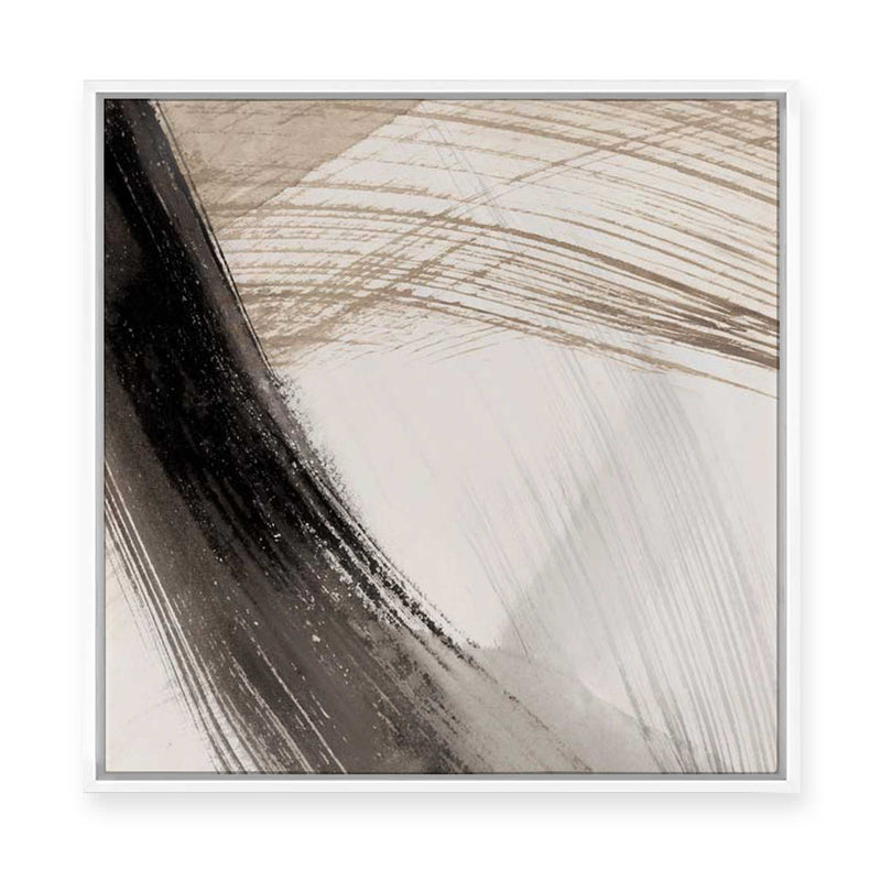 Soft Lines Crossing Dark Depths | Framed Canvas