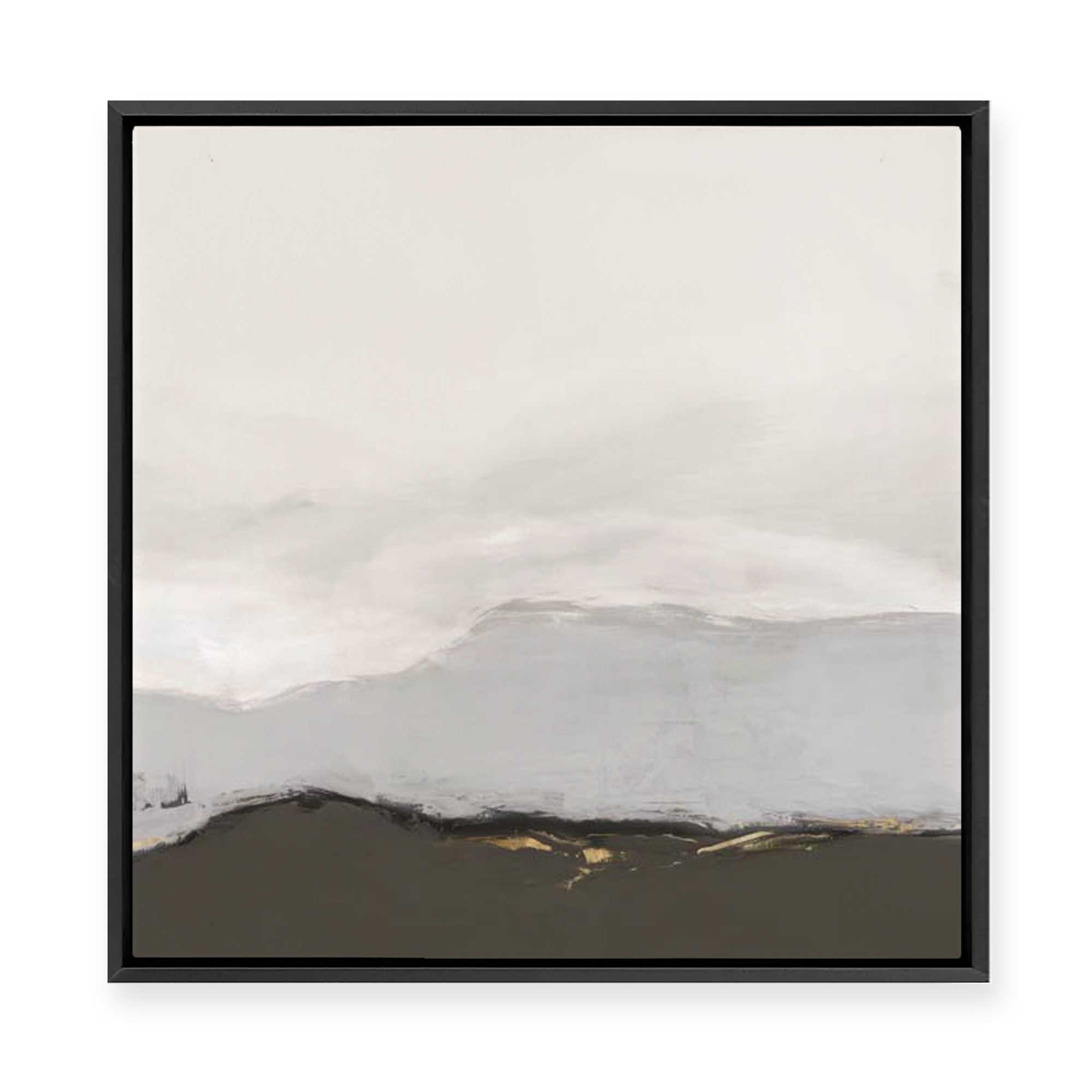 Soft Mountains Under Pale Sky | Framed Canvas