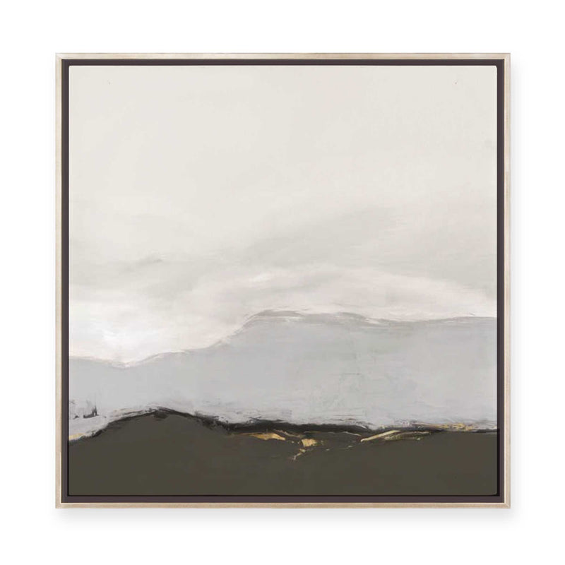Soft Mountains Under Pale Sky | Framed Canvas