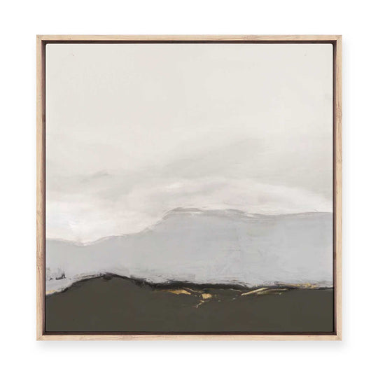Soft Mountains Under Pale Sky | Framed Canvas