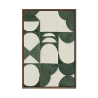 Structured Greens and Geometric Calm | Framed Canvas