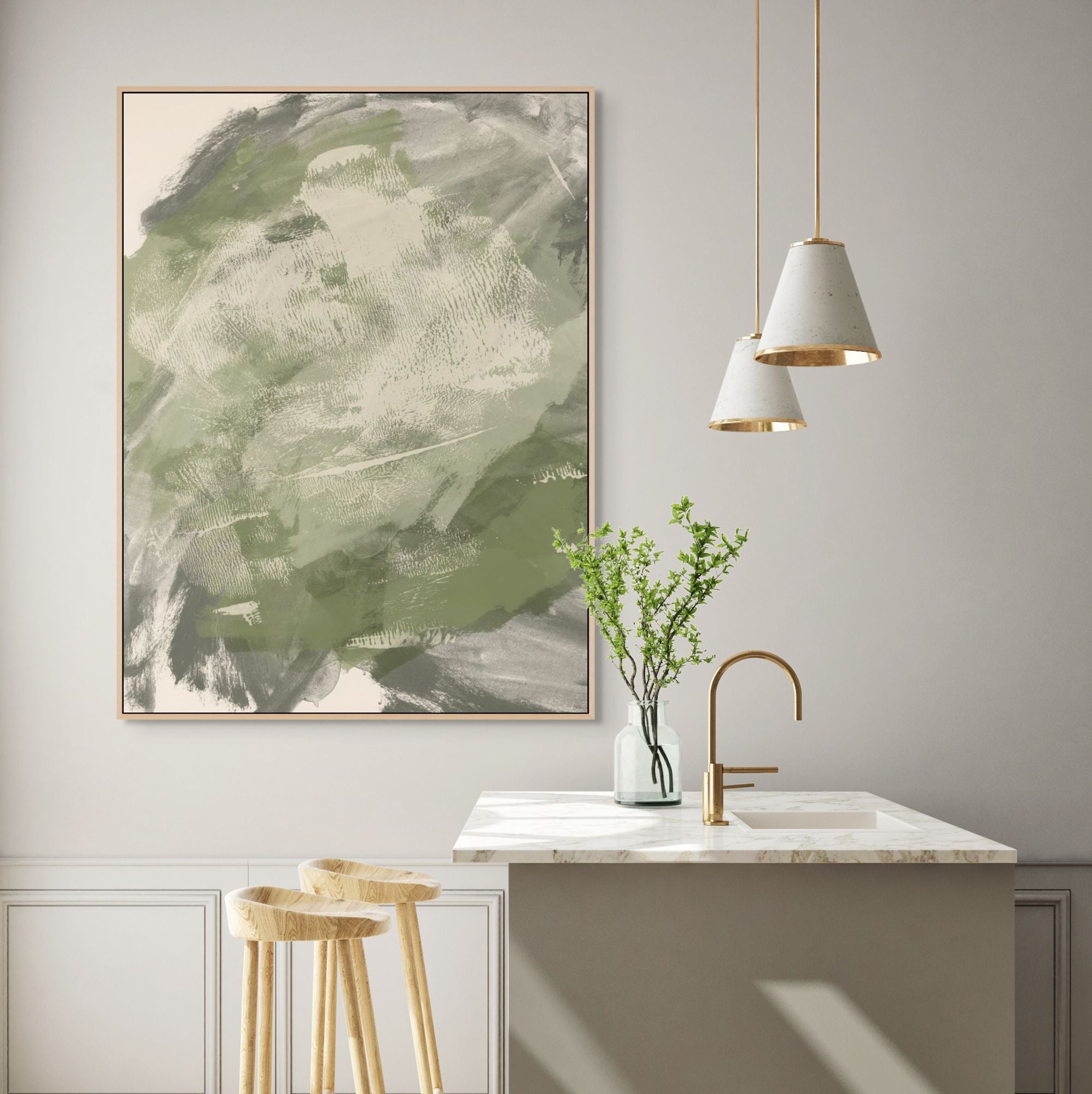 Textured Abstract Greens | Framed Canvas