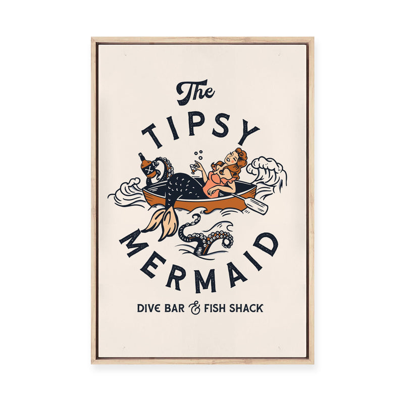 Tipsy Mermaid | Framed Canvas