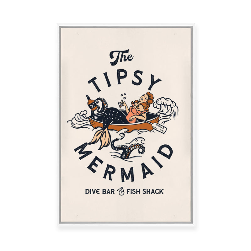 Tipsy Mermaid | Framed Canvas