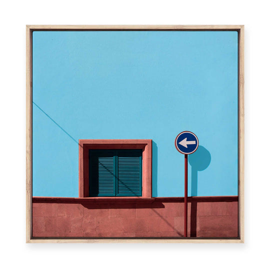 Urban Minimalism | Blue and Blush | Framed Canvas